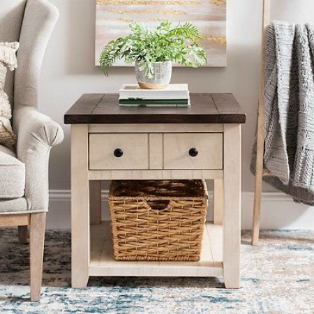 212496 Kirklands : Tủ 1 Ngăn Kéo Già Cổ + Màu Cream 